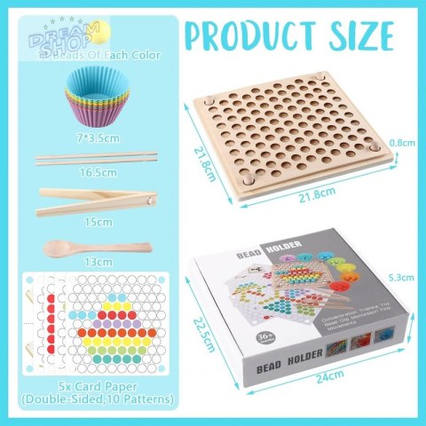 WOOPIE Kolorowe Kulki Układanka Montessori Mozaika Sorter WOOPIE Kolorowe Kulki Układanka Montessori Mozaika Sorter