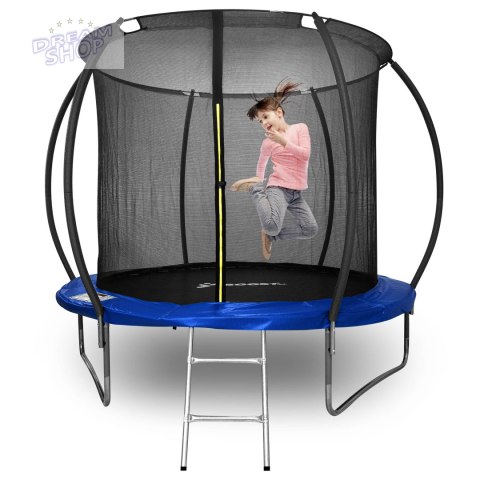 Trampolina z siatką i drabinką HENZEN 244 cm niebieska Trampolina z siatką i drabinką HENZEN 244 cm niebieska