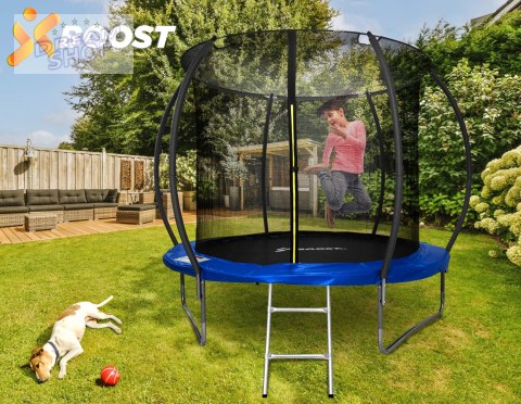 Trampolina z siatką i drabinką HENZEN 244 cm niebieska Trampolina z siatką i drabinką HENZEN 244 cm niebieska