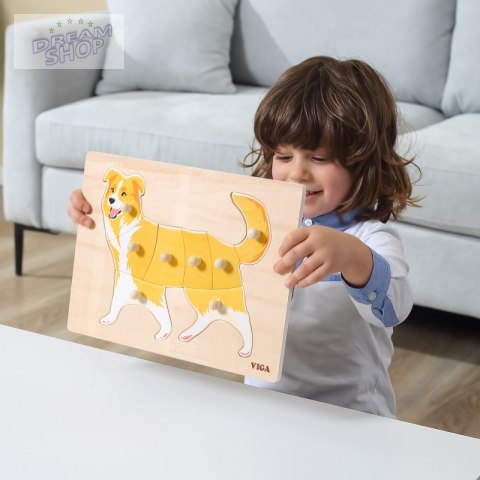 VIGA Zestaw Puzzle Drewniane 12 Układanek Zwierzątka Montessori + Stojak VIGA Zestaw Puzzle Drewniane 12 Układanek Zwierzątka Montessori + Stojak