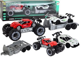 Zestaw Czerwone Auto Terenowe Białe Auto Sportowe Laweta