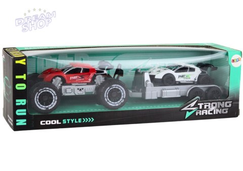 Zestaw Czerwone Auto Terenowe Białe Auto Sportowe Laweta Zestaw Czerwone Auto Terenowe Białe Auto Sportowe Laweta