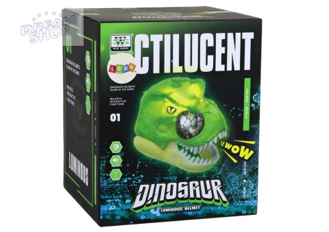 Zielona Maska Dinozaura Regulowana Opaska Światła Dźwięki