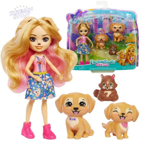 Enchantimals Lalka Golden Retriever figurki szczeniaków wiewiórka ZA5088