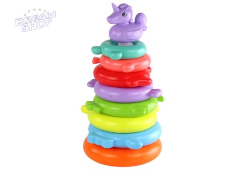 Piramidka Jednorożec Układanka 8 Kółek Kolorowa 29cm x 14cm x 14cm Piramidka Jednorożec Układanka 8 Kółek Kolorowa 29cm x 14cm x 14cm