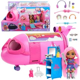 Różowy tęczowy samolot Barbie Extra Fly Minis lalka pilotka ZA5092