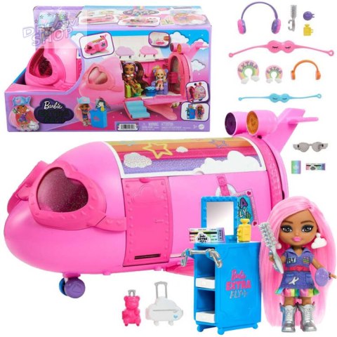Różowy tęczowy samolot Barbie Extra Fly Minis lalka pilotka ZA5092 Różowy tęczowy samolot Barbie Extra Fly Minis lalka pilotka ZA5092