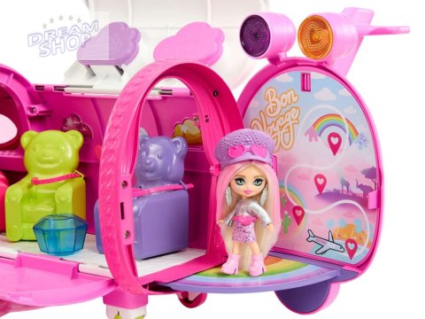 Różowy tęczowy samolot Barbie Extra Fly Minis lalka pilotka ZA5092 Różowy tęczowy samolot Barbie Extra Fly Minis lalka pilotka ZA5092