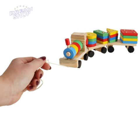 Sorter drewniany układanka zręcznościowa pociąg lokomotywa + wagony 30cm Sorter drewniany układanka zręcznościowa pociąg lokomotywa + wagony 30cm