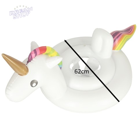 Koło dmuchane dla dzieci jednorożec z siedziskiem 70cm Koło dmuchane dla dzieci jednorożec z siedziskiem 70cm