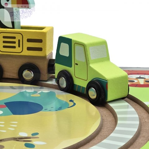 Tooky Toy Drewniana Plansza ZOO Zwierzęta Pojazd Wagoniki