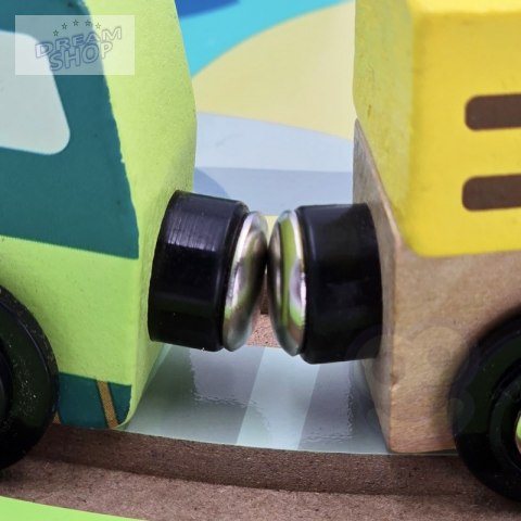Tooky Toy Drewniana Plansza ZOO Zwierzęta Pojazd Wagoniki
