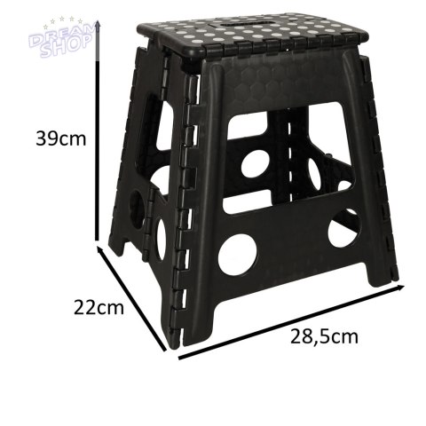 Stołek taboret składany antypoślizgowy 39cm czarny