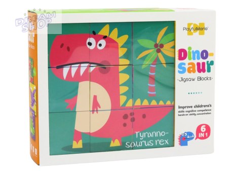 Edukacyjne Puzzle 6w1 Klocki Układanka Kostki 6 Obrazków Dinozaury 9 El. Edukacyjne Puzzle 6w1 Klocki Układanka Kostki 6 Obrazków Dinozaury 9 El.