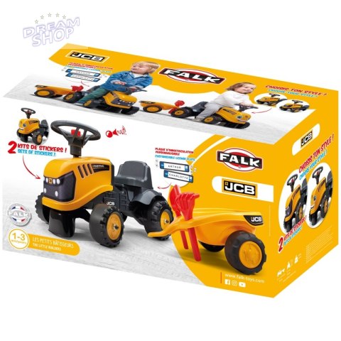 FALK Traktorek JCB Pomarańćzowy z Przyczepką od 1 roku