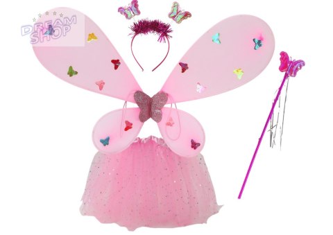 Kostium Wróżki Strój Przebranie Motyla Różowy Skrzydła