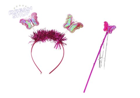 Kostium Wróżki Strój Przebranie Motyla Różowy Skrzydła