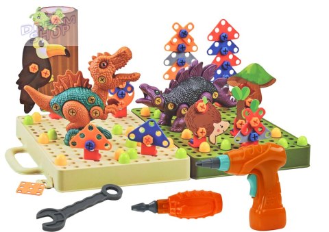 Klocki Puzzle Konstrukcyjne 3D DIY Dinozaury Rozkręcanie Wiertarka Klocki Puzzle Konstrukcyjne 3D DIY Dinozaury Rozkręcanie Wiertarka