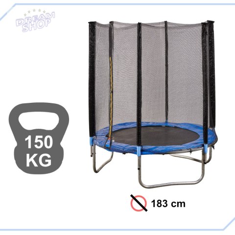 Trampolina ogrodowa dla dzieci siatka 183cm 6ft 150kg Trampolina ogrodowa dla dzieci siatka 183cm 6ft 150kg