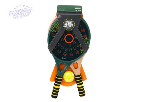Zestaw 2 Rakietek Dla Dzieci Do Gry Padel Zielona Beżowa Piłka PU Żółta