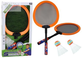Zestaw 2 Rakietek Do Badmintona Paletki 2 Lotki Badminton Pomarańczowy