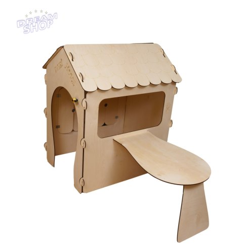 Domek drewniany dla dzieci z tablicą kredową i stolikiem 86 x 137 x 105 cm Domek drewniany dla dzieci z tablicą kredową i stolikiem 86 x 137 x 105 cm