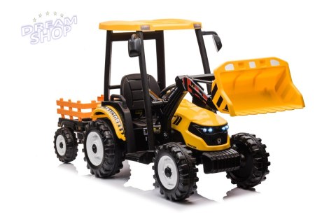 Pojazd MEGA Traktor D68 Z Przyczepką Żółty Pojazd MEGA Traktor D68 Z Przyczepką Żółty
