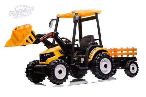 Pojazd MEGA Traktor D68 Z Przyczepką Żółty Pojazd MEGA Traktor D68 Z Przyczepką Żółty