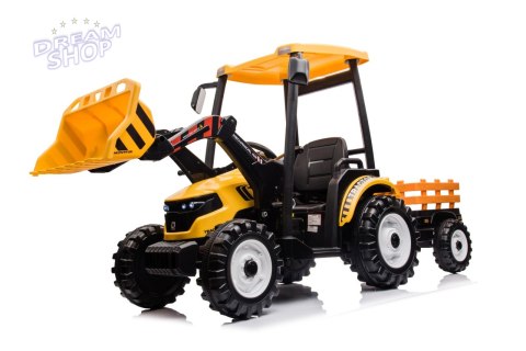Pojazd MEGA Traktor D68 Z Przyczepką Żółty Pojazd MEGA Traktor D68 Z Przyczepką Żółty