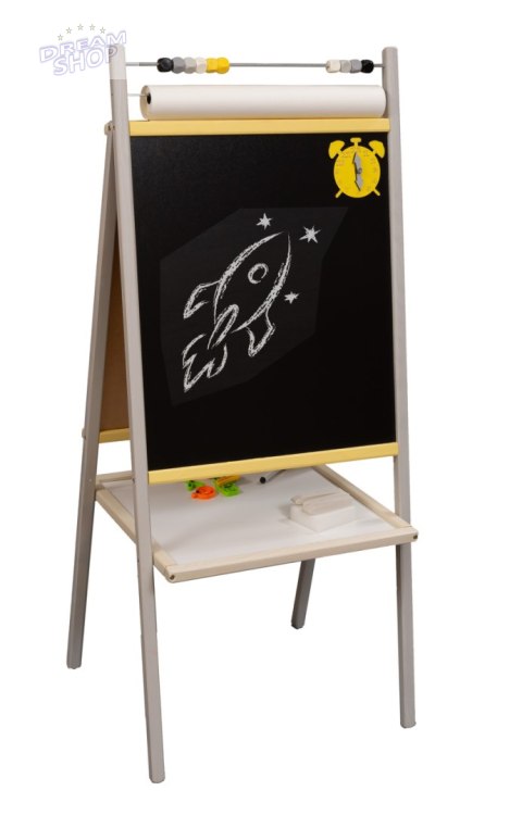 Tablica suchościeralna kredowa dwustronna z liczydłem półką szaropopielaty 45 x 40 x 100 cm Tablica suchościeralna kredowa dwustronna z liczydłem półką szaropopielaty 45 x 40 x 100 cm