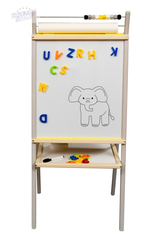Tablica suchościeralna kredowa dwustronna z liczydłem półką szaropopielaty 45 x 40 x 100 cm Tablica suchościeralna kredowa dwustronna z liczydłem półką szaropopielaty 45 x 40 x 100 cm