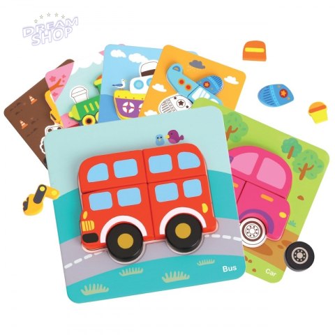 WOOPIE GREEN Układanka Drewniana Klocki Pojazdy Montessori FSC WOOPIE GREEN Układanka Drewniana Klocki Pojazdy Montessori FSC