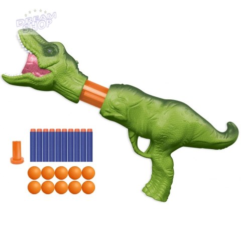 WOOPIE Pistolet na Piłki Kulki Piankowe i Strzałki Wyrzutnia Automatyczna Dinozaur 12 el. WOOPIE Pistolet na Piłki Kulki Piankowe i Strzałki Wyrzutnia Automatyczna Dinozaur 12 el.