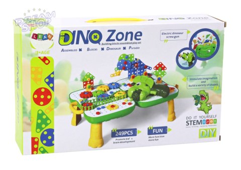 Stolik Walizka Zestaw DIY Układanka Klocki Dinozaur Wkrętarka 249 ele. Stolik Walizka Zestaw DIY Układanka Klocki Dinozaur Wkrętarka 249 ele.