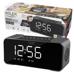 Adler AD 1190 Silver Radiobudzik bezprzewodowy radio budzik przenośny Bluetooth USB AUX karta SD 2600mAh
