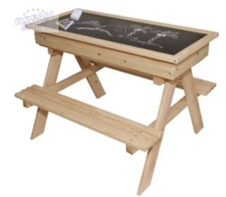 Meble ogrodowe dla dzieci stolik + 2 ławki piaskownica tablica kredowa schowek 93 x 78 x 68 cm