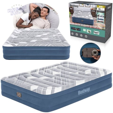 Bestway 2os wygodny materaca Queen 203x152x36cm wbudowana pompka 6712Y Bestway 2os wygodny materaca Queen 203x152x36cm wbudowana pompka 6712Y