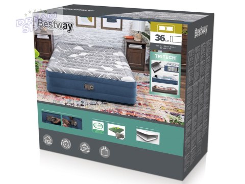 Bestway 2os wygodny materaca Queen 203x152x36cm wbudowana pompka 6712Y Bestway 2os wygodny materaca Queen 203x152x36cm wbudowana pompka 6712Y