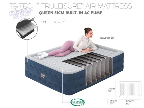 Bestway 2-osobowy Materac Queen Tritech Truleisure Air 203x152x51cm 6716P Bestway 2-osobowy Materac Queen Tritech Truleisure Air 203x152x51cm 6716P