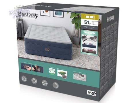 Bestway 2-osobowy Materac Queen Tritech Truleisure Air 203x152x51cm 6716P Bestway 2-osobowy Materac Queen Tritech Truleisure Air 203x152x51cm 6716P
