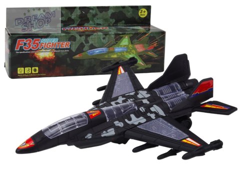 Myśliwiec Militarny F35 Jeżdżący Światła Dźwięki Czarny Myśliwiec Militarny F35 Jeżdżący Światła Dźwięki Czarny