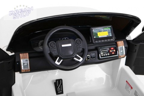 Range Rover HSE 2-osobowe Autko dla dzieci Biały + Pilot + 5-pkt pasy + Panel audio + LED