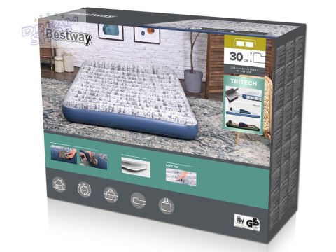 Bestway dwuosobowy materac welurowy Queen 203 x 152 x 30cm 67836 Bestway dwuosobowy materac welurowy Queen 203 x 152 x 30cm 67836