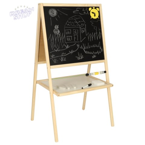 Tablica suchościeralna kredowa dwustronna z liczydłem półką naturalny 37 x 48 x 90 cm Tablica suchościeralna kredowa dwustronna z liczydłem półką naturalny 37 x 48 x 90 cm