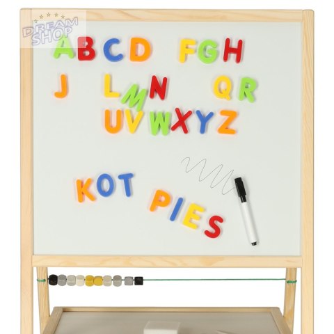 Tablica suchościeralna kredowa dwustronna z liczydłem półką naturalny 37 x 48 x 90 cm Tablica suchościeralna kredowa dwustronna z liczydłem półką naturalny 37 x 48 x 90 cm