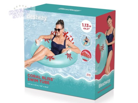 Bestway niebieskie koło dmuchane z oparciem rafa koralowa 107cm 43730 Bestway niebieskie koło dmuchane z oparciem rafa koralowa 107cm 43730