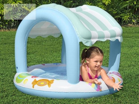 Bestway Niebiesko-biały basenik z daszkiem i dmuchanym dnem 104cm 52638