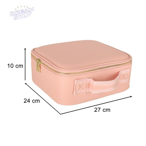 Kosmetyczka organizer na kosmetyki biżuterię kuferek z lusterkiem 10-krotne powiększenie różowy Kosmetyczka organizer na kosmetyki biżuterię kuferek z lusterkiem 10-krotne powiększenie różowy