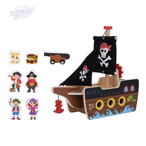 TOOKY TOY Statek Piracki Drewniany Figurki Zestaw TOOKY TOY Statek Piracki Drewniany Figurki Zestaw