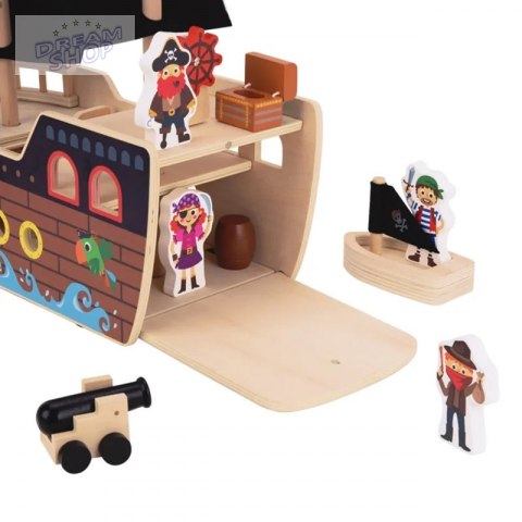 TOOKY TOY Statek Piracki Drewniany Figurki Zestaw TOOKY TOY Statek Piracki Drewniany Figurki Zestaw